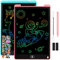 Damcyer Tableta de Escritura LCD 12 Pulgadas-2 PCS,Tablero de Dibujo Electrónico con Pantalla Colorida,Cuaderno Borrable con Pegatinas de Animales, para Niños y Niñas de 3 4 5 6 Años,Azul + Rosa