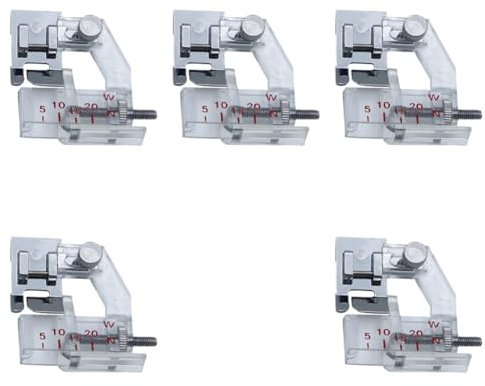 Giwnhvx 5 piedini regolabili a nastro obliquo, gamma da 5 mm a 20 mm, per tutte le macchine da cucire industriali con gambo basso