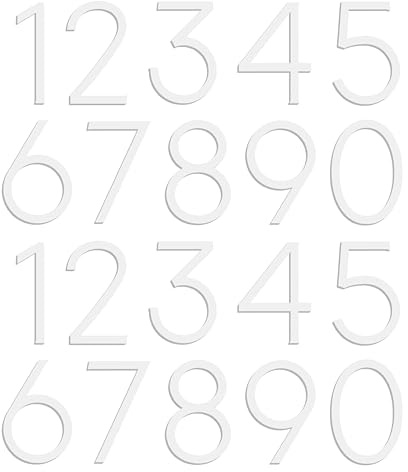 Leinuosen White 3 Inch Acrylic Mailbox Number 2 Set - Weatherproof - Mailbox Numbers for Outside - House Numbers - Sticky (Classic)