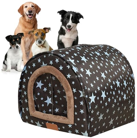Casa de invierno para perros, cama extraíble y lavable para mascotas, puerta de tela flexible, refugio mediano para perros, plegable, ligera, aislada, para interiores y exteriores, clima frío