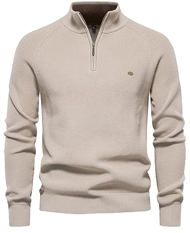 Maglione a Collo Alto Maglione con Mezza Zip Pullover in Pile Manica Lunga a Maglia Grassa Pullover a Maglia Grossa Maglioni Uomo Invernali Maglione Uomo Trecce Sweater Felpa