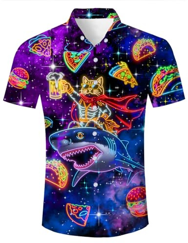 TUONROAD Hawaiian Shirt for Men Funny Cat 3D Printed Beach Shirt Short Sleeve Shit Shirt Mens Button Down Summer Casual Shirts M-XXL