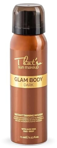 That’so Glam Body Mousse Autoabbronzante Viso e Corpo Travel Size 75ml Abbronzante Corpo Istantaneo Abbronzatura Intensa Fino a 4 Giorni Con DHA da Canna da Zucchero, Aloe Vera e Complesso Rassodante
