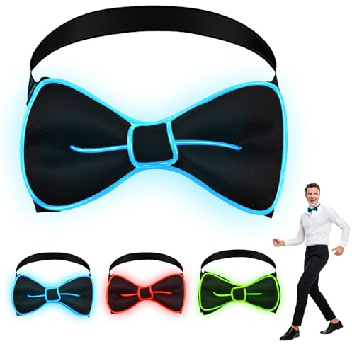 Fancysky LED Pajarita o Corbata para Hombre, 3 Modos de Parpadeo, Light Up Luminous Neckties, Para Carnavales, Fiestas, Festivales de Música, Bailes de Máscaras, Decoraciones Novedosas (Azul)
