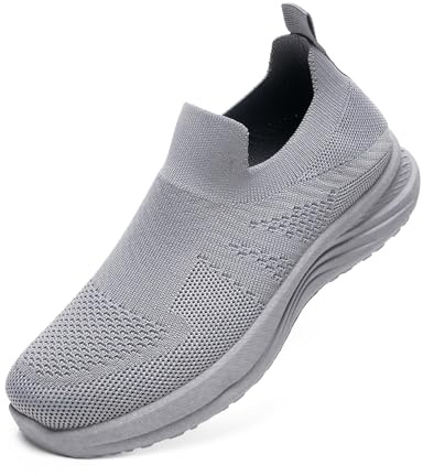 JOMIX Sneakers Donna Slip On Senza Lacci Scarpe da Corsa Leggere Traspiranti Antiscivolo Ammortizzate per Passeggiata Fitness Yoga Palestra Outdoor (Gray,37)