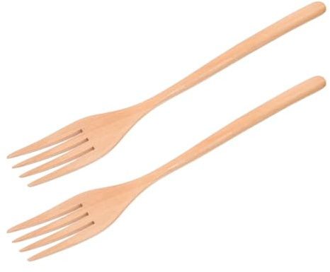 NAMOARLY Set 2 Forchette da Insalata in Legno Naturale, Utensili da Cucina per Mescolare e Servire, Forchette Riutilizzabili Lunghe per Insalate, Macedonia e Pasta, Adatte per Uso