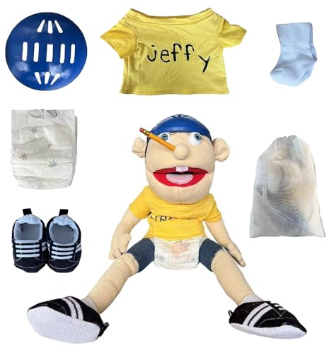 SKIKHN Jeffy Puppet Plush Toy Doll, 60cm Jeffy Hand Puppets with Working Mouth, Funny Puppet's Toy, for Party Role-Playing