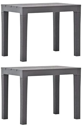 HETFTJN Set di 2 panchine da giardino, 60 x 38,5 x 45 cm, in plastica resistente alle intemperie, effetto legno, per giardino, balcone e campeggio