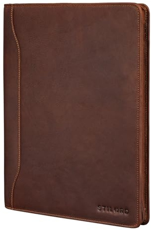 Scott Porte-Documents en Cuir Vintage | Chemise A4 12,2 Pouces | Organiseur de Haute qualité avec Fermeture éclair pour Affaires et Bureau Couleur:Sesto - Cognac