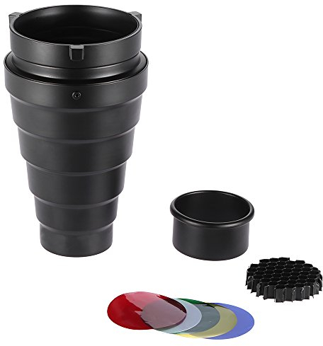 Andoer konisches Snoot aus Metall mit Wabe, inkl. 5 Stk. Linsen für verschiedene Effekte