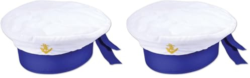 Bristol Novelty BH669 Children's Sailor Hat, Pack of 1, White, 25 cm x 23 cm x 6 cm, Unisex, Multi-Colour, One Size, Halloween, Carnival