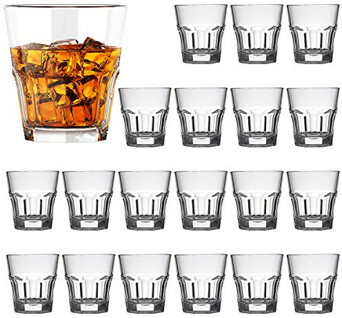 QAPPDA 5 oz Shot Glasses 20 Pack, Heavy Base Rocks Glasses, Tempered Glass Break Resistant Old Fashioned Glasses for Whiskey Bourbon Espresso Bar Party Family Use