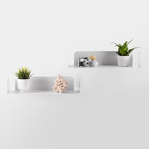 D-Segno Mensole da muro moderne Smarty. Mensola da muro design Office. Giocose, giovani e funzionali. Semplice e veloce da montare | P20 L60 X H12 cm |100% Made in Italy (Bianco, 2 Pezzi)