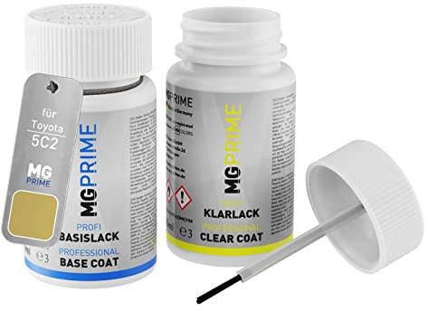MG PRIME Autolack Lackstift Set für Toyota 5C2 Brass Gold Metallic/Warm Gold Metallic Basislack Klarlack je 50ml
