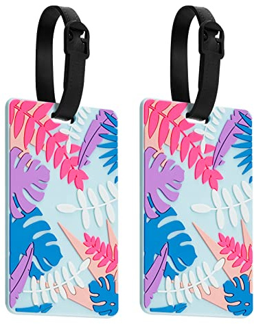 ZOUIQSS Luggage Tags Pack of Two,Baggage Tags Suitcase ID Labels Business Card Holder/Travel ID Bag Tag(Foliage)