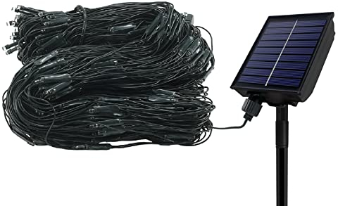 VA-Cerulean Red de luces solares, 480 ledes, blanco cálido, 6 x 4 m, 8 modos de cadena de luces LED con mando a distancia, cortina de luces, decoración para Halloween, Navidad, boda