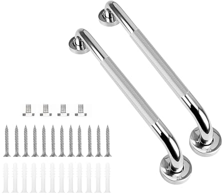 supregear Barres d'appui pour Baignoires (paquet de 2), Barres d'appui Antidérapantes Acier Inoxydable 304, Poignée de Sécurité pour Baignoire, Toilettes, Salle de Bain, Rampe d'escalier, 40 cm