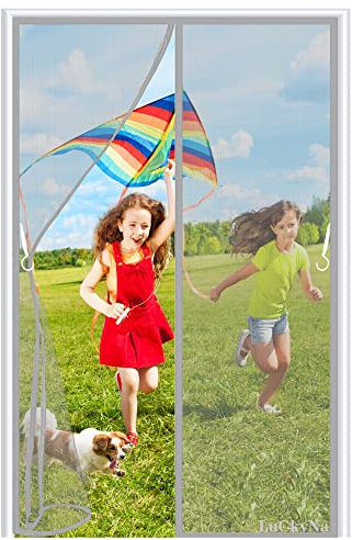 Magnetisk skärmdörr 265x225cm Magnetisk insektsfönsterduk med magneter och full ram Magic Close Automatically Insektskydd Dörr utan springa för Patio Grå