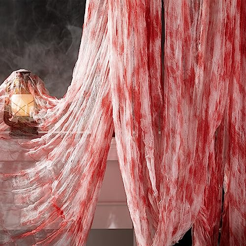 197 x 85 Halloween Creepy Cloth - Halloween Spooky Fabric Cloth - Scary Gauze Blood Creepy Cloth for Haunted House Halloween Party Yard Wall Doorway Outdoors Decoration