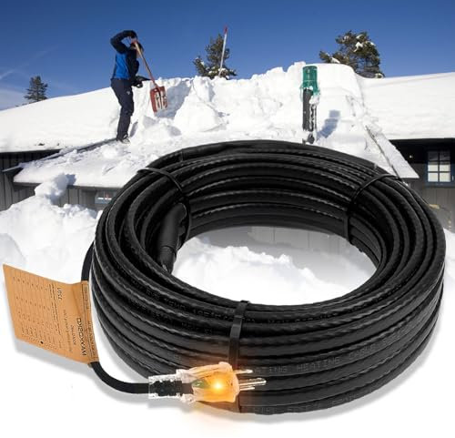 MAXKOSKO Gutter Heater for Roof Snow Melting, Self Regulating Heating Cable with 6 ft Lighted Plug, 120 V 8 w/ft, 85 ft Heating Cable