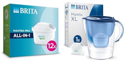 BRITA Wasserfilter-Kartusche MAXTRA PRO All-in-1 – 12er Pack Jahresvorrat – Ersatzkartuschen reduzieren Kalk & Wasserfilter-Kanne Marella XL blau 3