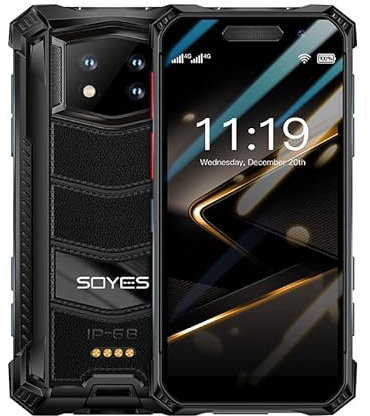 Mini Rugged Smartphone, SOYES S10 Max 6GB+128GB 3.5 Inch Octa Core Android 10 Dual SIM 2400mAh Fingerprint Face ID 4G LTE Mobile Phone (Black, 6GB RAM 128GB ROM)