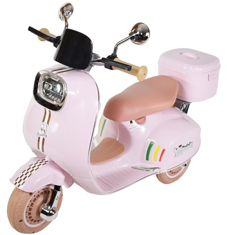 Twinly Scootly Moto Eléctrica para Niños con Mando a Distancia, Rosa