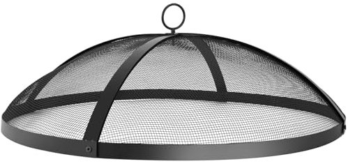 Accesorio de cubierta de rejilla para fogatas de alta resistencia, protector de rejilla de malla redonda para fogatas de 30 pulgadas de fácil apertura, tapa de rejilla para fogatas redonda con rejil