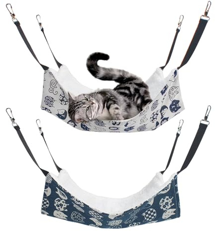 Dongnesi 2PCS Ferret Hammock,Hammock For Ferret,Pet Hammock,Ferre t Hammock s for Cage,Small Pet Kitten, Puppy, Rabbits, Guinea Pig (Gray, Blue)