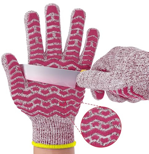 HandLove Gants résistants aux coupures (niveau 5) - 100 % qualité alimentaire et protection de qualité supérieure - Idéal pour la cuisine, la transformation de la viande et l'artisanat, rouge, taille