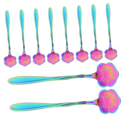 Garneck 10piezas Cuchara De Postre De Acero Inoxidable Cuchara Pequeña Para Postres Yogur Helados Uso Cocina Cafetería Bebés y Funcional