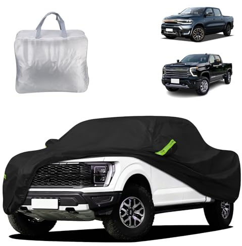 Blueshyhall Bilöverdrag pickup svart kompatibel med F-150, R-am, Silver-ADO, Tun-dra, 600 x 250 cm bilpresenning, vattentätt helgarage av bomull, bilpresenning skyddshölje, inomhus, utomhus