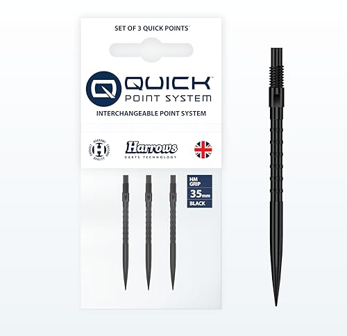 Harrows HM Grip Heavy Metal Quick Points – Pointes de fléchettes inspirées de Ryan Searle avec Anneaux de préhension carrés – Système de Pointe Rapide Anti-Rupture pour échanges Rapides de Points