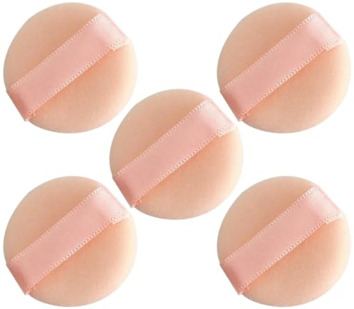 Generic Mini Borlas para Polvos Sueltos 5 Unidades, Esponjas Reutilizables de 2.5 Cm, Material para Maquillaje Facial Cómodo y Práctico, Herramienta Cosmética Adecuado