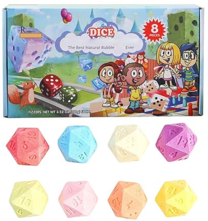Baño de burbujas,con de dado, bola de sal marina hidratante limpiadora,8 Burbujas de Baño Aromáticas - para mujeres, hombres, abuela, niñas, jóvenes, familia y hogar