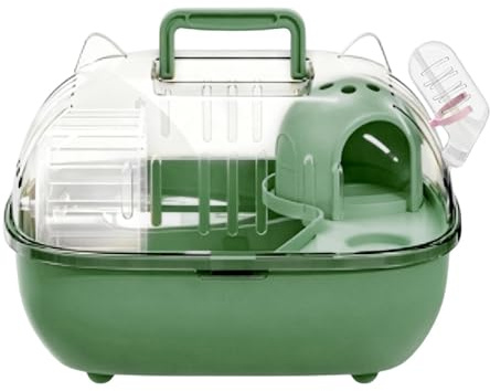 Scatola per il trasporto di criceti, copertura trasparente, carina, portatile, con bottiglia d'acqua, gabbia portatile per criceti, per casa, viaggi, visita veterinaria, gerbillo, coniglio, cincillà