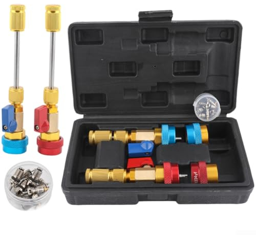 Herramienta de extracción de núcleo de válvula de aire acondicionado para automóviles R134a y R1234YF, juego de llave de servicio de alta presión para aire acondicionado, equipo de reparación de aire