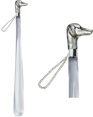 DELFA Design Schuhanzieher Schuhlöffel 50 cm mit Griff Motiv HUND - transparent