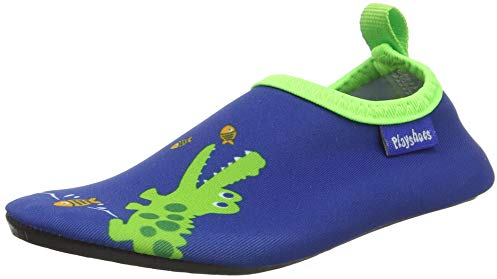 Playshoes Jungen Unisex Kinder Barfuß Aqua-Schuhe Krokodil, Marine Blau, 18/19 EU