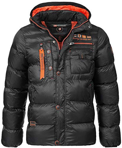 Geographical Norway Citernier Men's Quilted Winter Jacket with Hood (Schwarz M)