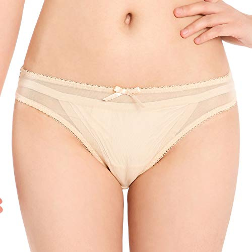 Satini Braguitas de Bikini de Nylon Transparente Bragas (Color Desnudo, XXL)