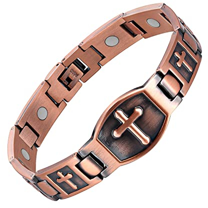 Herren Kupfer Kreuz Magnetarmband für Gesundheit