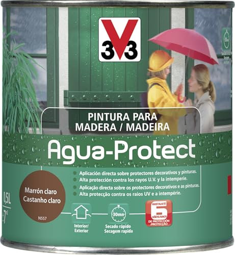 V33 PINTURA MADERA AGUA PROTECT SATINADO MARRON CLARO 0,5L