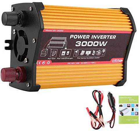 3000W Power Inverter Auto AC Converter Modified Sine Car Adapter Converter with Dual USB Port Outlet Fast Charging (12V to 110V)