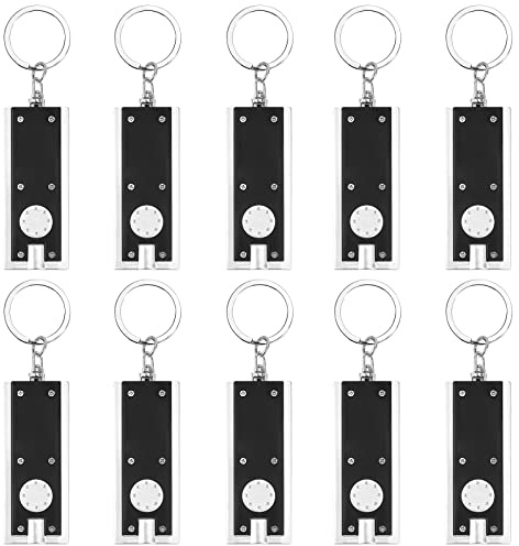 Uniclife Mini 12 Lumen Keychain Flashlight Portable Ultra Bright Little LED Light with Key Ring Flat Black Torch for EDC Outdoor Camping Hiking and Emergency Lighting, 10 Pack