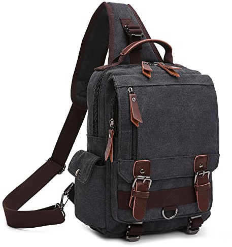 DORRISO Borsa a Tracolla Uomo Moda Borse Messenger Student Outdoor Viaggio Causale Lavoro Tela Borsa a Tracolla Nero
