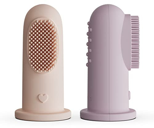 Moonkie Kit per la pulizia orale dello spazzolino da denti per bambini dai 3 mesi in su, 2 pezzi (fard / malva pallido)