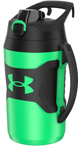 Under Armour Insulated Water Bottle with Handle & Fence Hook, Half Gallon Sports Water Jug, Leak-Resistant & BPA-Free for Baseball, Football & Gym - Vapor Green/Black, 64oz