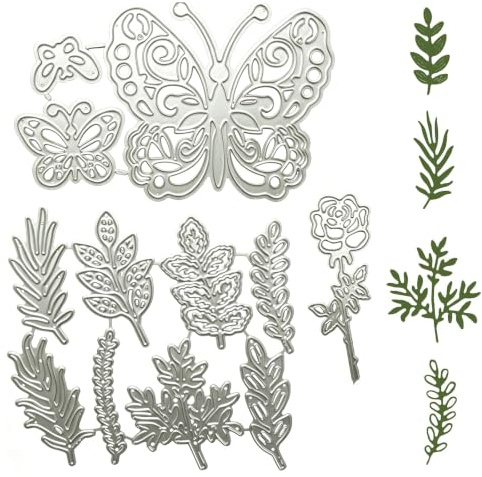 Morlight 12 stycken blad former präglingsstenciler, blad scrapbooking, präglingsmallar, blomstansningsmallar, för gör-det-själv kort, samlaralbum, papper, bröllopsdekoration
