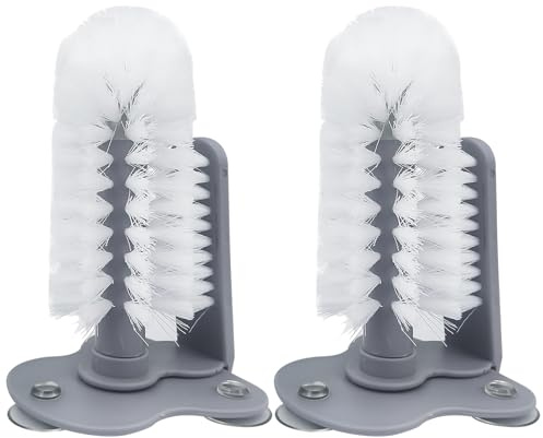 TTYSHIP® 2 stycken glas diskborste, dubbelsidig glasborste diskho, glasborste med sugkopp, lämplig för barer, diskhoar